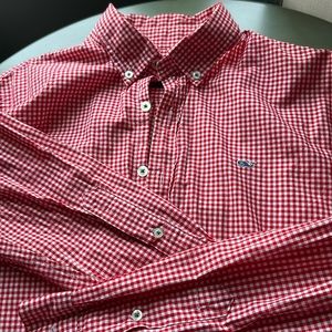 Vineyard vines whale shirt red white check gingham size XL 18 boys